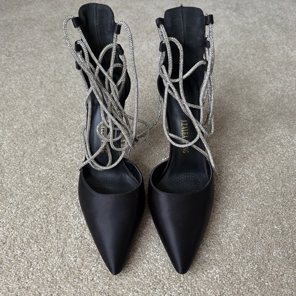 Azalea Wang Black Satin Sparkly Stiletto - Picture 2 of 7